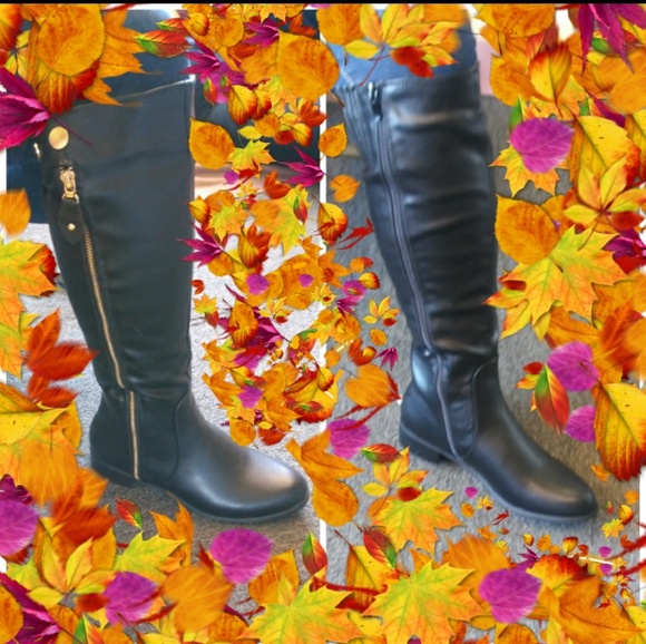 New Women's Black Knee High Riding Boots - Picture 7 of 11